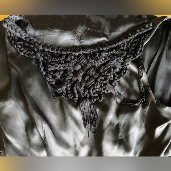 Nanette Lepore Silk Cocktail Midi Dress, silk cord braided detail, pockets, 8 - Picture 9 of 11